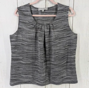 Kasper Separates Size XL Textured Silver Black Knit Sleeveless Blouse Tank Top - Picture 1 of 8