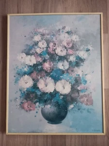 Wandbild Blumenstrauß in Vase blau  50,5cmx40,5cm - Bild 1 von 3