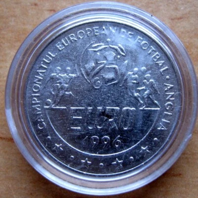 ROMANIA - 10 LEI 1996 UNC KM# 134. EUROPEAN FOOTBALL CHAMPIONSHIP ENGLAND 1996 - Image 1 of 2