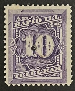 Travelstamps: 1881 US STAMP SCOTT 1T4 "Rapid Tel Telegraph Numeral 10”, 10 CENT - Picture 1 of 5