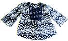 My Michelle Girls Large Blue Blouse Top Long Sleeves Geometric Design