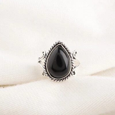 Black Tourmaline Gemstone 925 Sterling Silver Handmade Jewelry Ring For Gift - Image 1 of 3