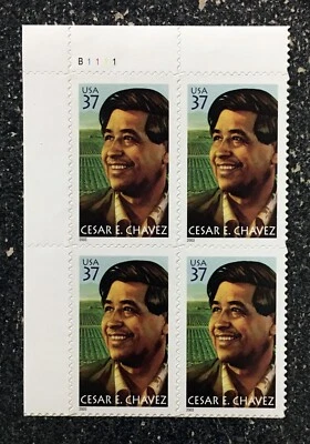 USA2003 #3781 37c Cesar Chavez - Plate Block of 4  Mint  NH  - Image 1 of 4