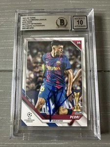 2021-22 Topps UCL #155 Pedri Auto Beckett 10 Auto Autentica Barcellona - Foto 1 di 4