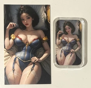 SEXY! Fondo de manzana blanca como la nieve barra coloreada plata .999 de 1 oz con certificado de autenticidad #11/100 tipográfico - Imagen 1 de 3
