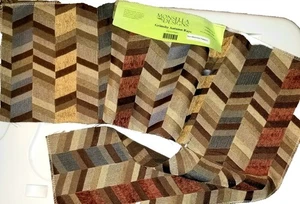 Upholstery Fabric Swatches. Chevron Pattern. Grimsby Autumn Rays. Brown Shades - Picture 1 of 2