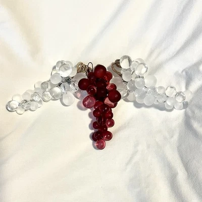 *EUC**VTG* Grupos de uva acrílica - Conjunto de 3 - 2 brancos/1 Borgonha - Folhas com fio - Imagem 1 de 2