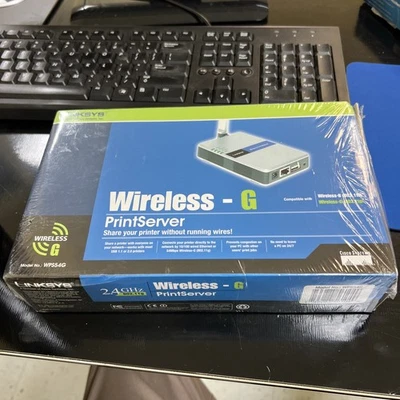 New Open Box Linksys WPS54G Wireless G Print Server 2.4GHz  802.11g - Image 1 of 4
