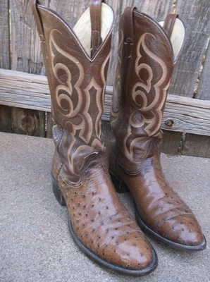 Botas de Vaquero Nocona Texas Vintage Marrón FQ Avestruz 8.5 D Foto 1 de 4