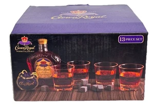 Crown Royal 4 vasos de whisky y 8 piedras de whisky y Crown Royal bolsa 13 piezas nuevo - Imagen 1 de 7