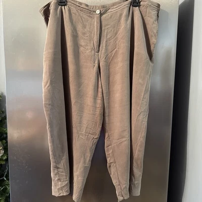 Pantalones J. Jill para mujer grandes 100 % seda verde militar Lagenlook recortados fluidos pierna ancha Foto 1 de 4