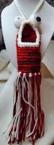 Crochet Yip Yip Medium Red and White Design with Long Attachment - Picture 1 of 2