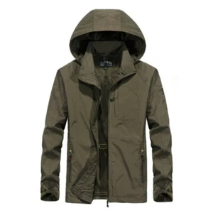 Overcoat Waterproof Windbreaker Outwear Men Hooded Jacket Breathable Breathable - Picture 1 of 15