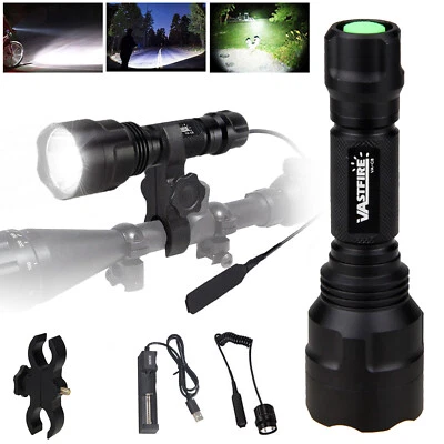 VASTFIRE Linterna LED blanca 99000LM luz de caza antorcha rifle de aire pistola montaje lámpara USB UK
