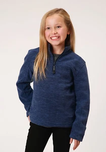 Roper Girls Navy Polyester Micro Fleece Jacket - Picture 1 of 4