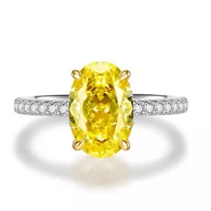 Anello donna anniversario diamante 8x12 mm taglio ovale creato in laboratorio placcato oro bianco 18 carati - Foto 1 di 13