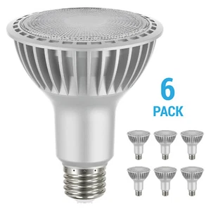 6 Pack Satco S22243 LED 120V 20.5W 75W PAR30LN Long Neck Medium E26 Silver 5000K - Picture 1 of 12