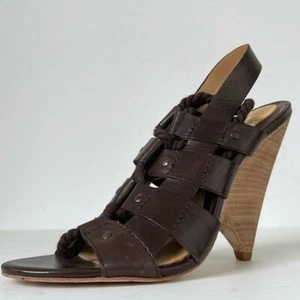 L.A.M.B Womens Genuine Leather Gladiator Sandals Heels Brown size 10M - Picture 1 of 8