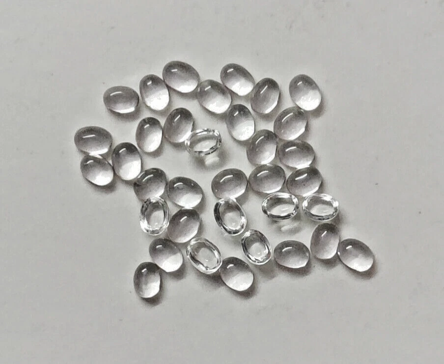 Cabujón ovalado de topacio blanco tamaño 3x4 mm piedras preciosas sueltas para hacer joyas Foto 1 de 1