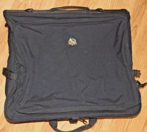 Eddie Bauer Large Black Canvas Garment Bag Luggage Bi Fold Hanger Lot of Pockets - Picture 1 of 9