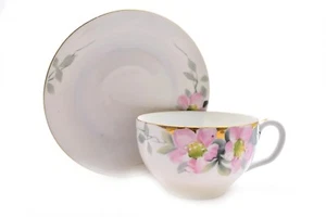 Vintage Noritake Azalee Nippon handbemalt Bodenstempel Goldrand Tasse und Untertasse  - Bild 1 von 3