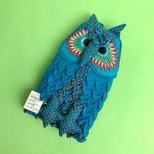Vintage Deadstock Kitschy Blue Embroidered Owl Oven Mitt - New with Tags
