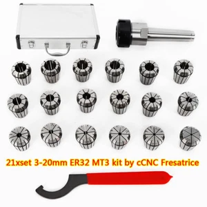 ER32 MT3 Spannzangensatz Shank Collet Chuck 3-20mm Spanner + Storage Box 21-Satz - Bild 1 von 11