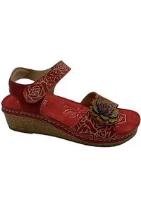 L'Artiste by Spring Step Leather Wedge Sandals Cuteness Red - Picture 1 of 3