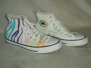 Converse Chuck Taylor All Star High Top Rainbow Zebra Ribbon size 9 - Picture 1 of 10