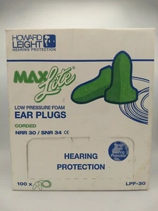 Howard Leight Low Pressure Foam Ear Plugs 100 Pair Corded LPF-30 - Picture 1 of 2