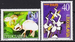 Yugoslavia 2000 Children's Drawings Sheeps Storks Birds Europa Animation 2v MNH - Picture 1 of 1