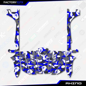 Gray & Blue Savage Camo Racing Graphics Kit fits Yamaha Rhino 450 660 700 04-Up - Picture 1 of 2