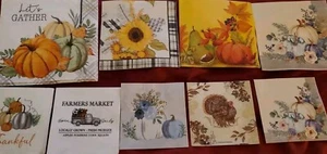 Set Of 10 Napkins. Thanksgiving.  Autumn.  Floral. Decopage.  - Picture 1 of 10