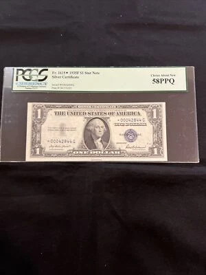 SILVER CERTIFICATE Fr. 1615* 1935F $1 Star Note Choice About New 58PPQ - Image 1 of 4