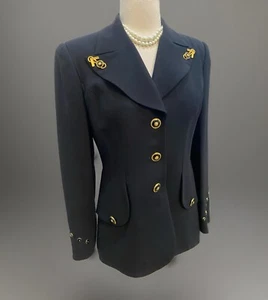 Chaqueta Blazer Vintage Alberto Makali Náutica Azul Marino Años 90 Negra Abotonada Talla 4 - Imagen 1 de 9