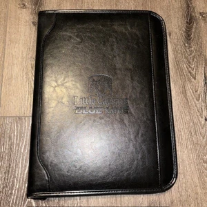 Blue Line Little Caesars Black Leather Travel Bag Organizer Zip Holder Planner - Picture 1 of 4