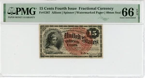 15 Cents Fourth Issue Fractional Currency Fr#1267 66 EPQ PMG 1999860-002 - Picture 1 of 4