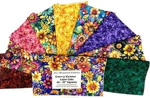 Groovy Garden Flowers Layer Cake 40 -10" Squares Quilting & Sewing Fabric DP - Picture 1 of 1