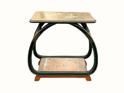 Heywood Wakefield Table  Curved Rattan  Painted Stick Reed  Art Deco  rare - Image 1 of 4