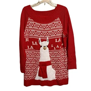 Holiday Time Llama Ugly Christmas Tunic Knit Sweater Women’s Size Large L - Picture 1 of 8
