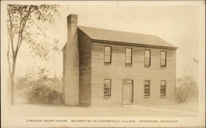RPPC Dearborn Michigan donde Abraham Lincoln ejerció la abogacía foto real postal - Imagen 1 de 2