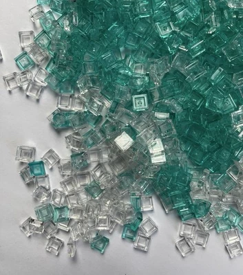 200x LEGO® Wasserfliesen 1x1 - Hellblau Transparent + Transparent + Wellen - NEU - Bild 1 von 2