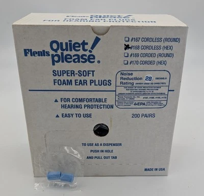 Flents Foam Ear Plugs 200 Pair Sleeping Snoring Loud Noise Traveling Work - USA