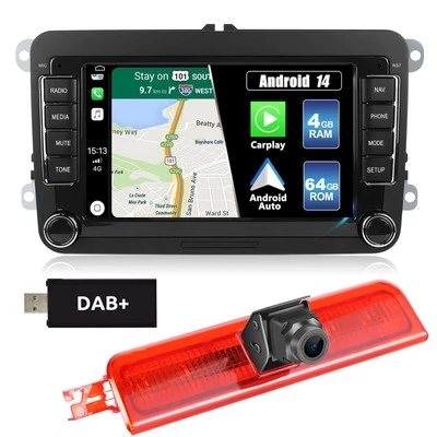 4+64G Autoradio GPS Rückfahrkamera Für VW Caddy Life 2K Facelift Carplay Nav DAB - Bild 1 von 4
