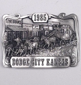 Vtg Dodge City Kansas Belt Buckle 1985 Siskiyou Western Limited Edition Numbered - Picture 1 of 11