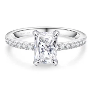 1CT Moissanite Radiant Wedding | Promise Ring 14K White Gold - Picture 1 of 8