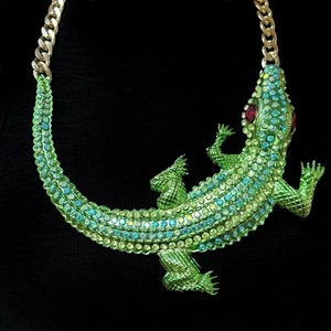 Collar Gecko Brillante Ajustable con Cristales de Colores - Una Pieza Distintiva - Imagen 1 de 5