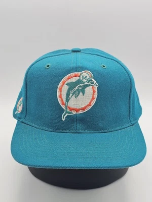 De colección Miami Dolphins 100% Lana Aguja Americana Cabeza de Bloque Sombrero Deportivo Snapback Foto 1 de 4