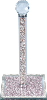 Pink Crystal Standing Paper Towel Roll Holder Countertop Weighted Rack,Glam Cute - Image 1 of 4