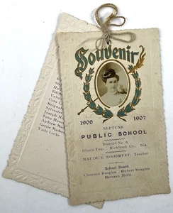 NEPTUNE WISCONSIN RICHLAND COUNTY 1906-1907 PUBLIC SCHOOL SOUVENIR M. WOODRUFF - Picture 1 of 3